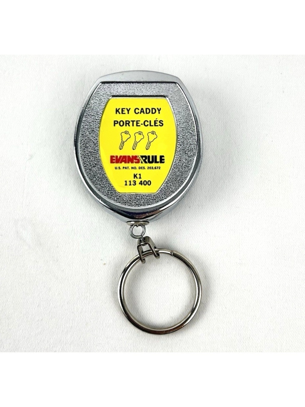 Vintage Evans Rule Key Caddy K1 Retractable Key Holder Chain Ring